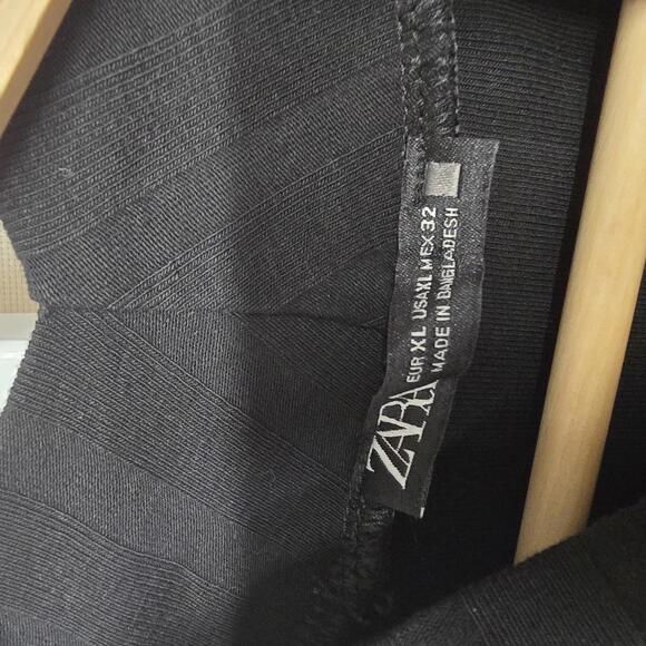 Zara Black Ribbed Midi Dress with Short Sleeves‎ XL - Picture 2 of 4